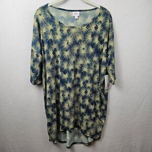 LulaRoe Shirt Woman's Size Medium Blue Yellow Fireworks Irma NWT